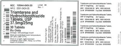 37.5-25mg 30ct (Label Triamterene Hydrochlorothiazide Tabs 37 5mg 25mg Bpi(10544 049 30))